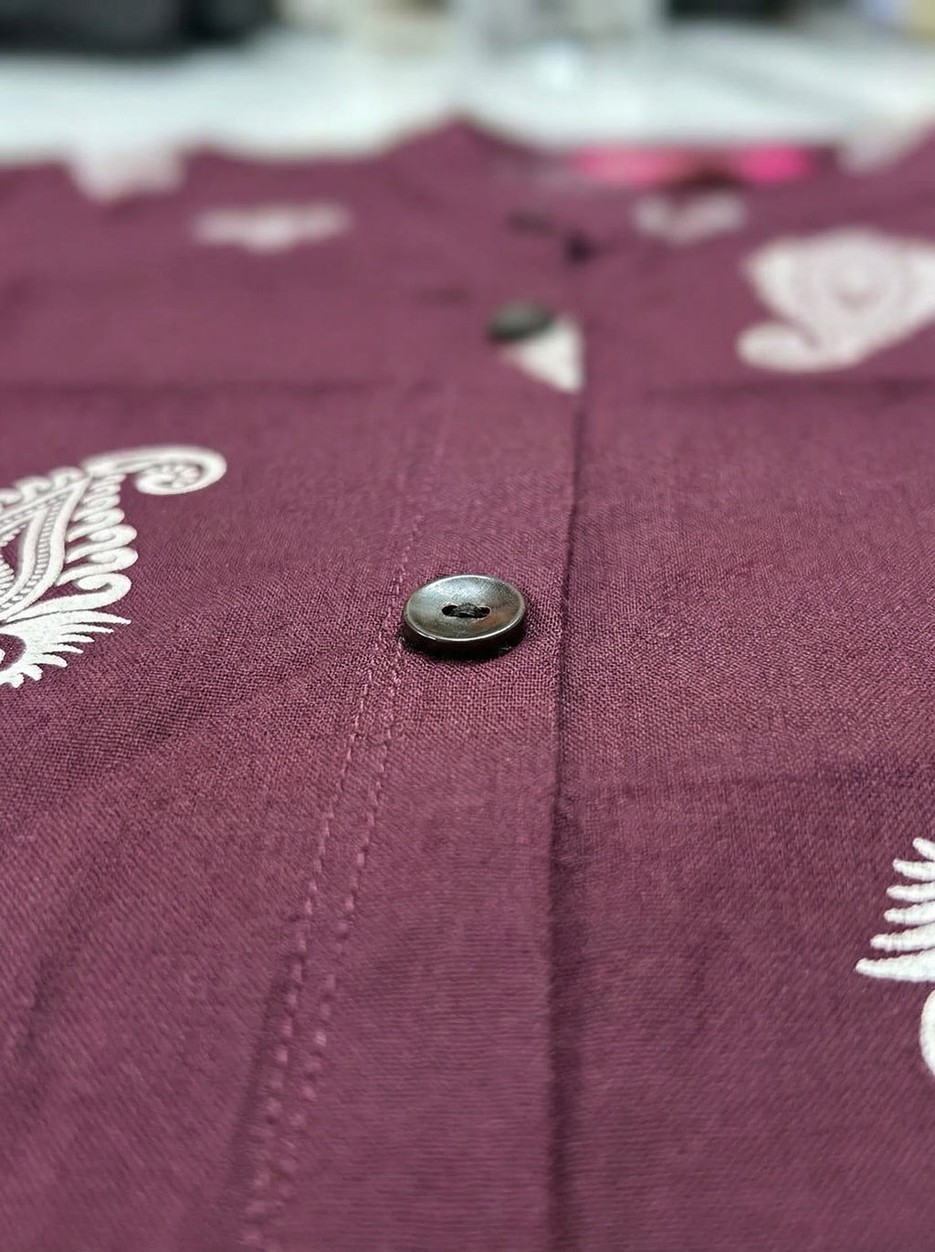 Wine Colour Cotton Single Pocket Kurti