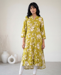 Light Green Cotton Single Pocket Kurti.