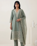 Rama Colour Silk Blend Straight Kurta With Dupatta