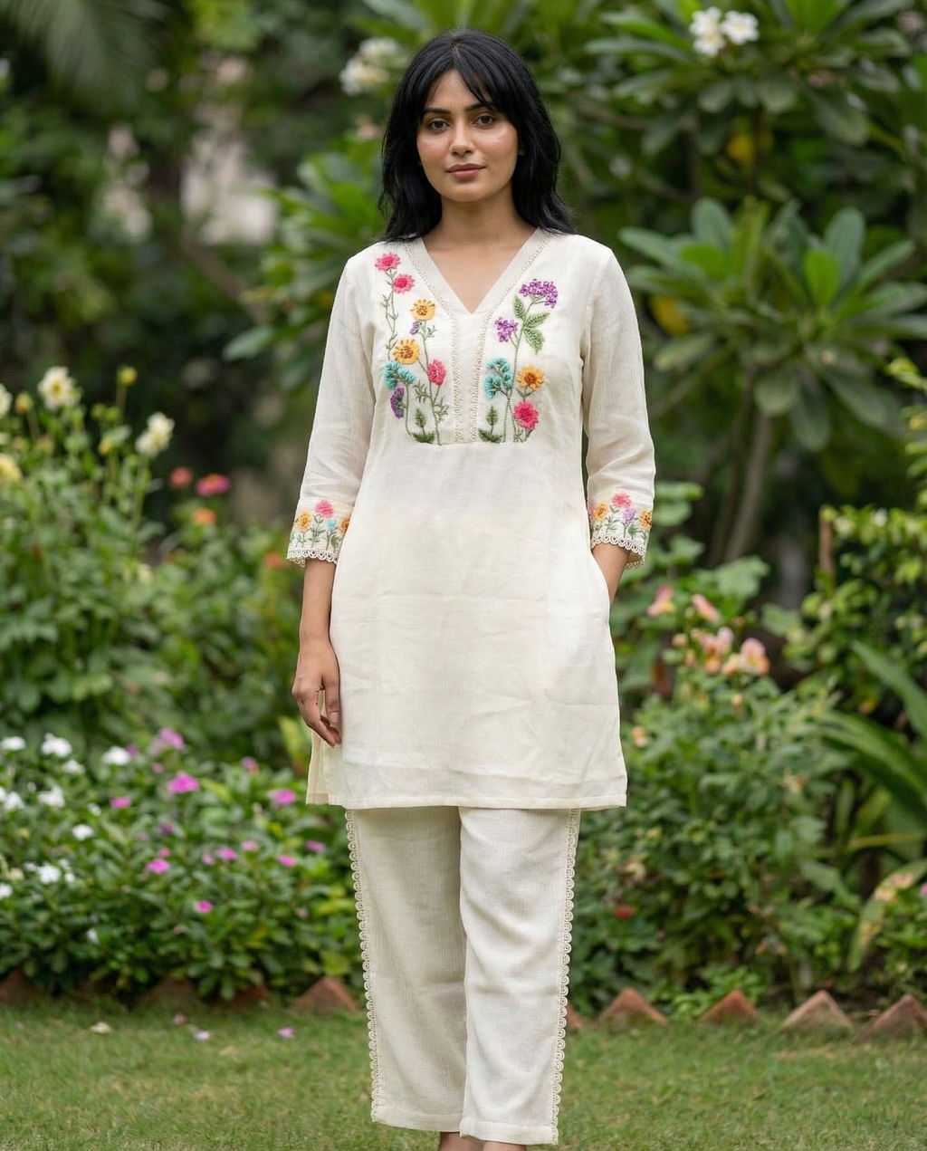 Iwhry Colour  Georgette With Lace Cod-Set.