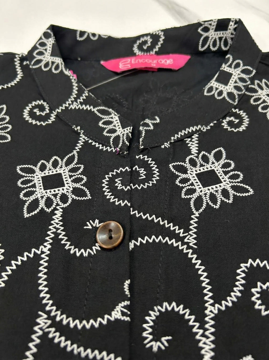 Black Cotton Single Pocket Kurti.