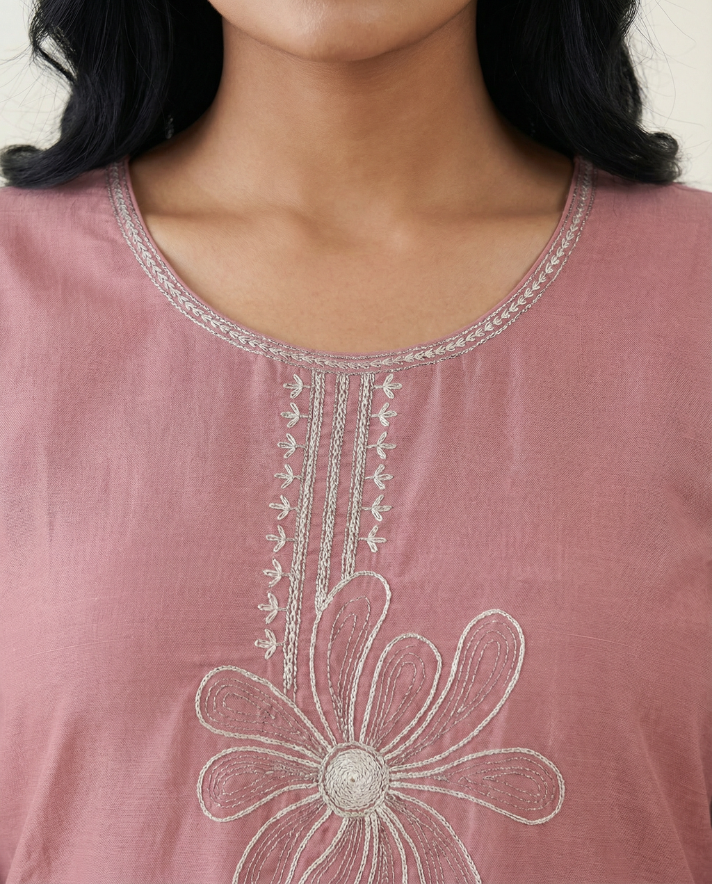 Baby Pink Cotton Silk Straight Suit With Dupatta.